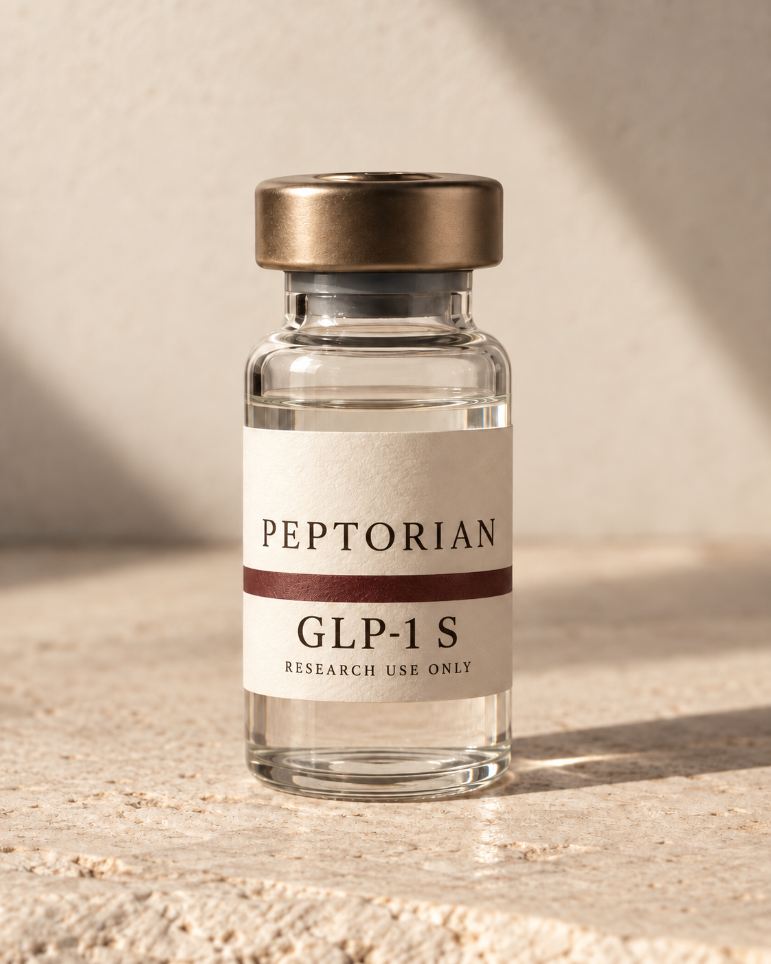 Peptorian GLP-1 S bottle with named label, packaging concept
